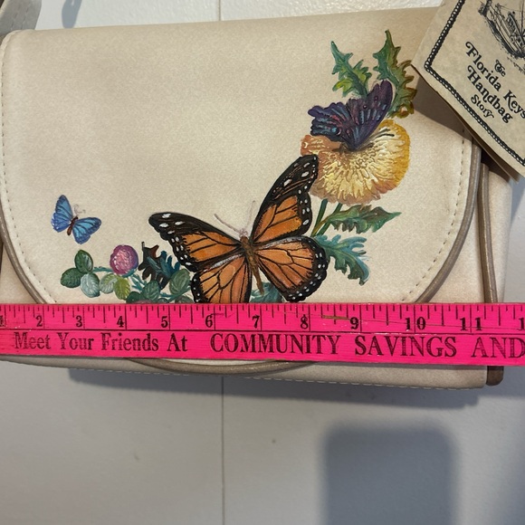 “The Original Florida Keys” Vintage 70s 80s handpainted cream bag. Americana - Picture 4 of 9